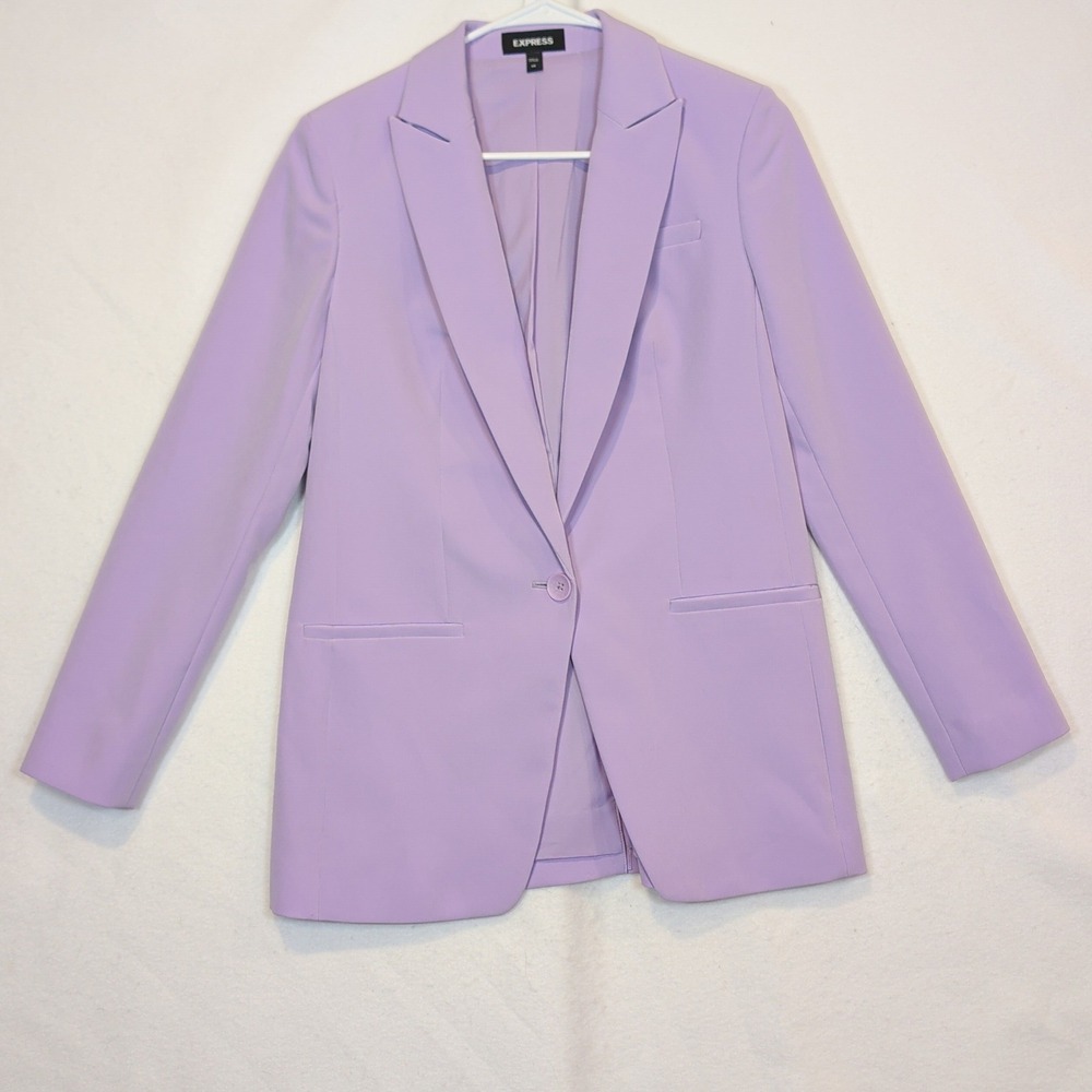 Express Womens XS Lilac Purple Single Button Stretch Blazer Jacket Professional
